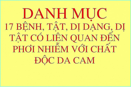 Danh mục 17 bệnh, tật, dị dạng, dị tật có liên quan đến phơi nhiễm với chất độc da cam