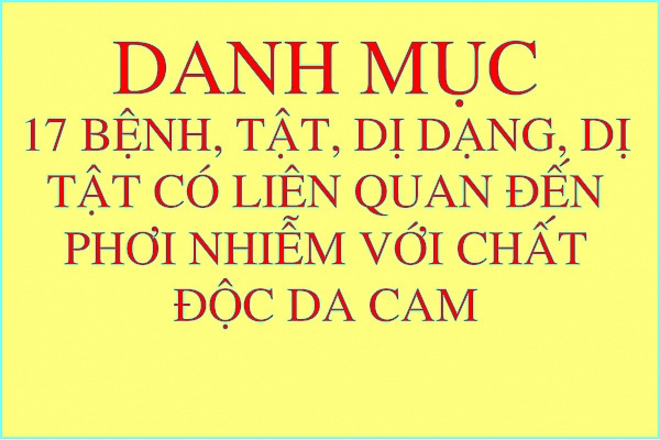 Danh mục 17 bệnh, tật, dị dạng, dị tật có liên quan đến phơi nhiễm với chất độc da cam